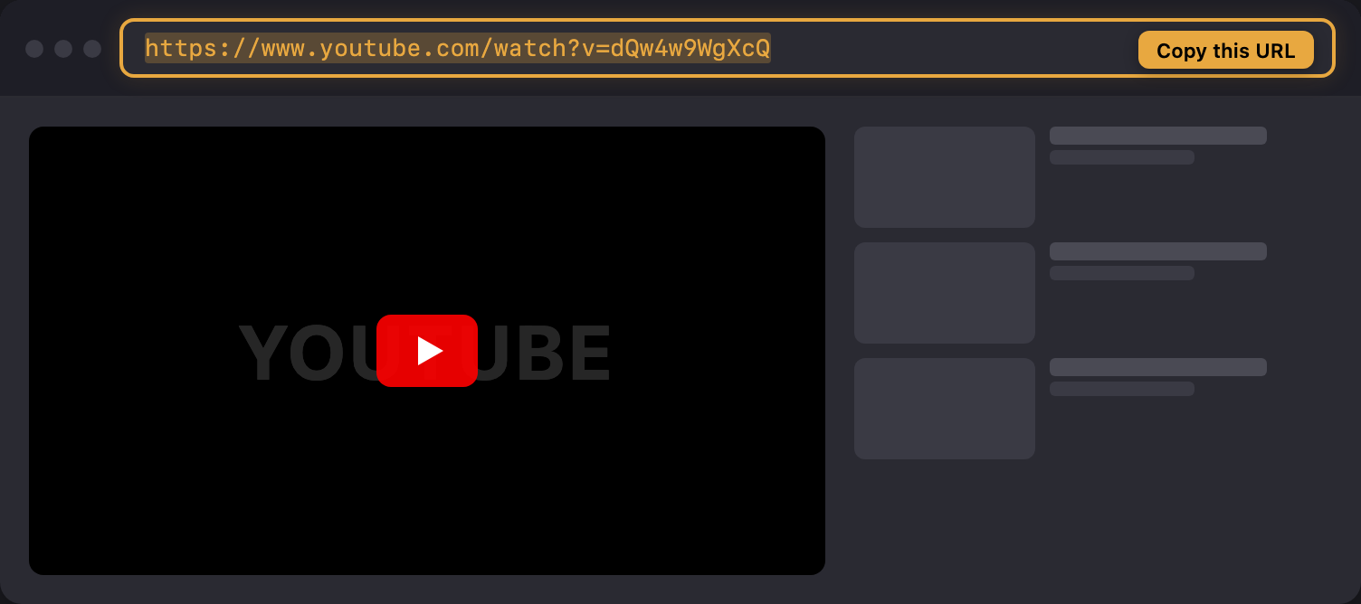 Copy a YouTube video URL